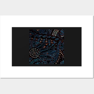 Dark swirl print, modern mosaic Posters and Art